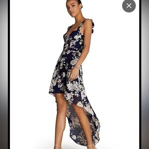 Printed Sweetheart Fit & Flare High-Low Dress